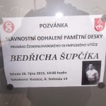 Odhalení pamětní tabule Bedřicha Šupčíka ve Kvasicích - pozvánka